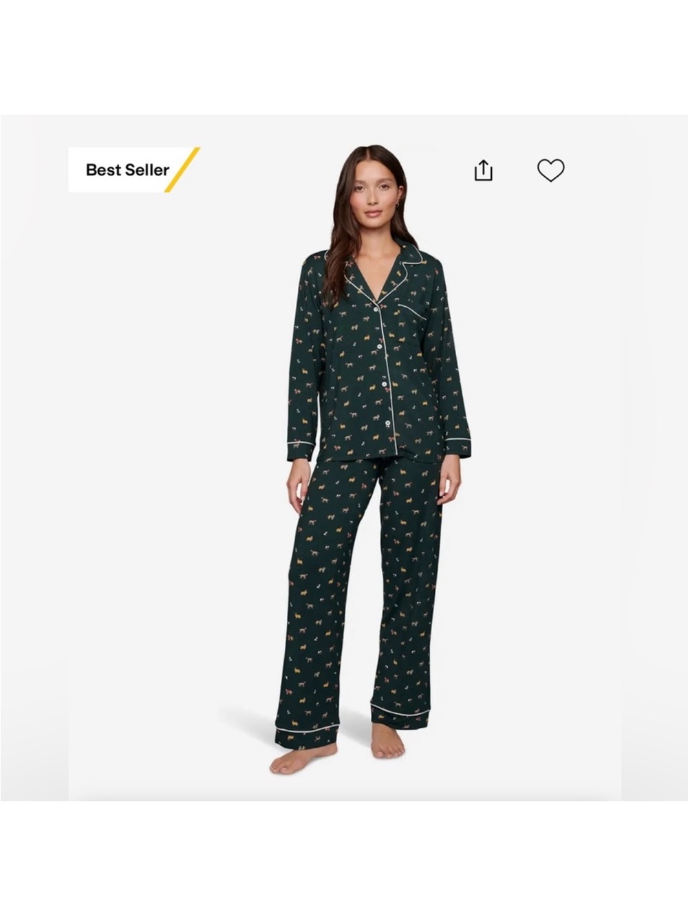 Woman’s Eberjey matching pajama set long sleeve dog print button down